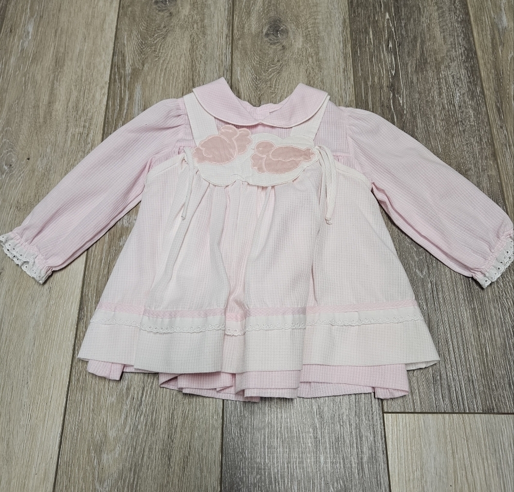Alexis Baby Girl Dress Infant Baby 12M Pink Lace Ruffle Tiered Ribbon Pink